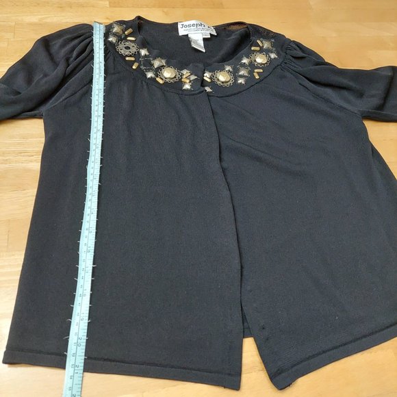 Joseph A. Black Cardigan L/S Metal-Embellished Collar Women's Size Large - Picture 10 of 11